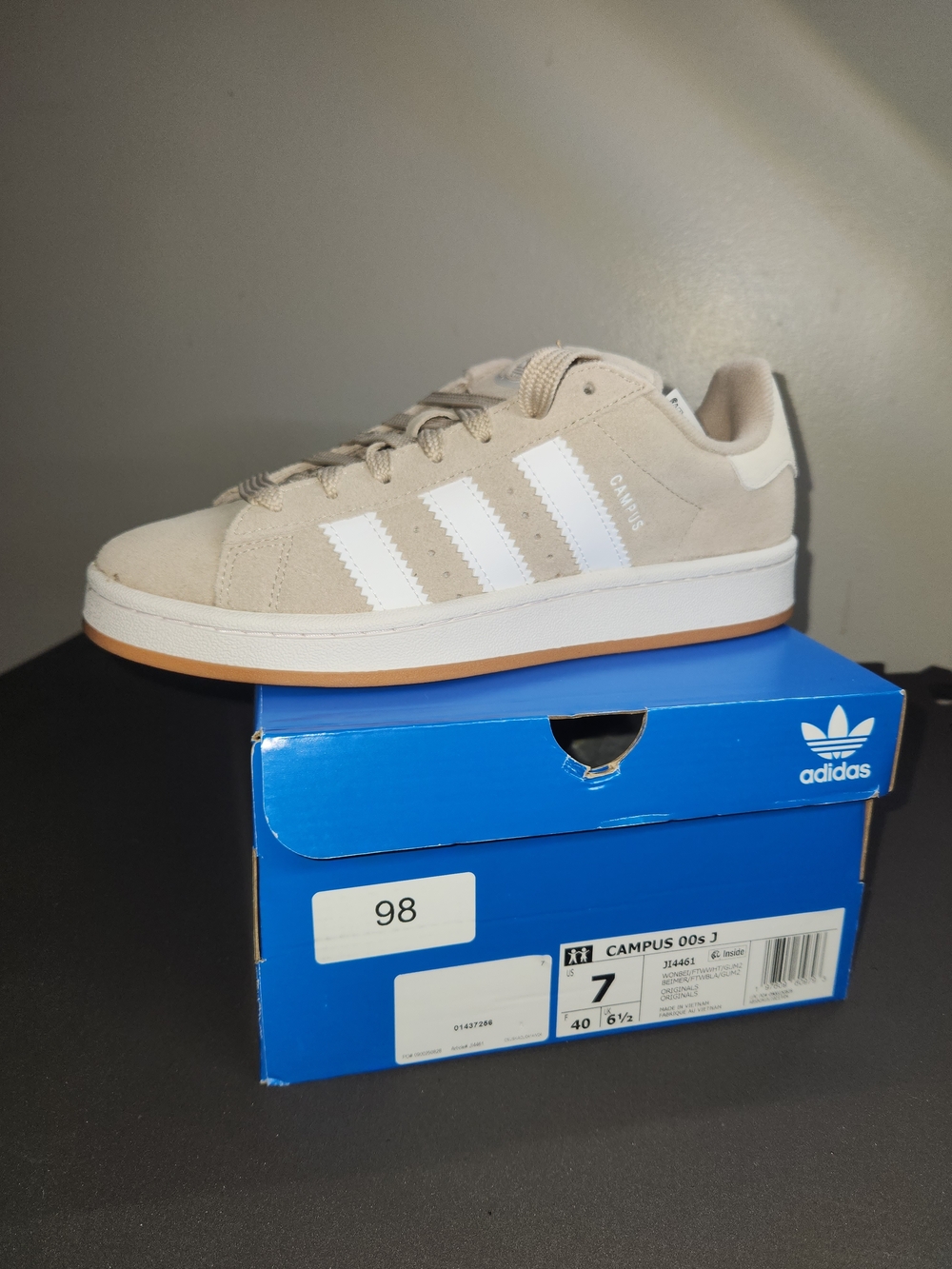 adidas Campus Suede Sneakers in Beige with White Stripes - Picture 2 of 6